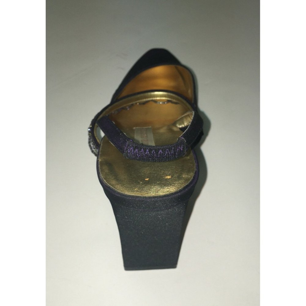 ann marino Heels Black Satin Pumps Size 9M Slight - Picture 8 of 12